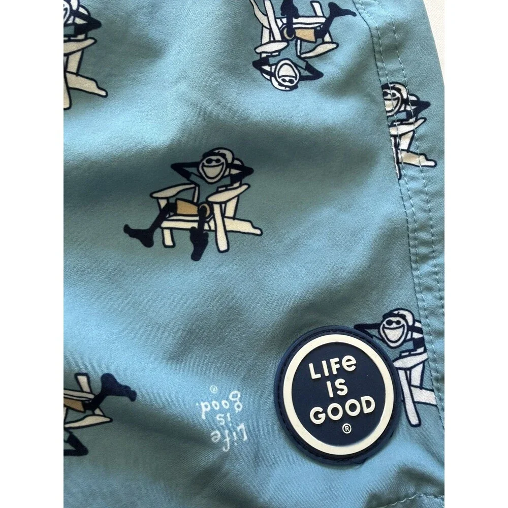 Life Is Good Swim Shorts M Blue Graphic Print